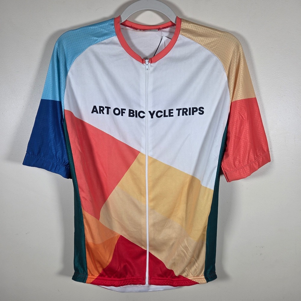 Apace Cycling Jersey Mens Large Multicolor Art of Bicycle Trips Graphic Sporty